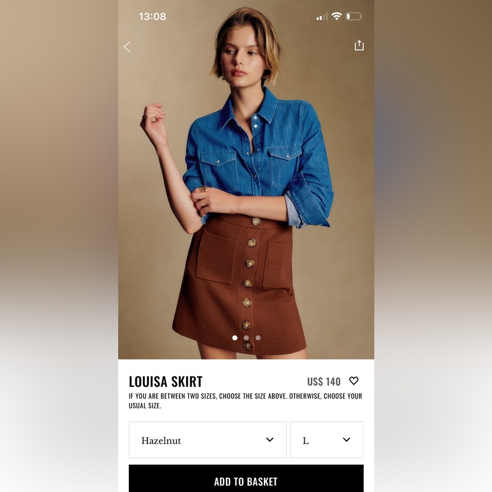 Sezane Louisa skirt Size L
